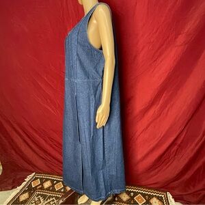 Vintage Premier International Denim Sleeveless Blue Jean Jumper Cottage Dress 2X